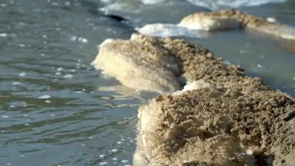 Brown Foam Surface River Caused Water Pollution Waste Merges River — Stock Video