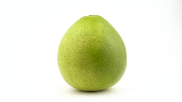 一个完整的大柚子水果 在转盘上旋转 隔离在白色背景上 — 图库视频影像