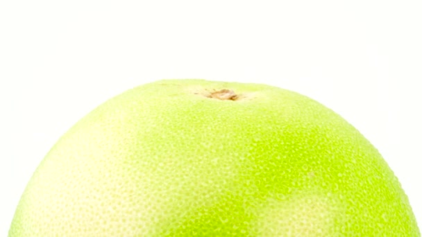 Tiro Macro Parte Superior Fruta Verde Oroblanca Con Gotas Agua — Vídeo de stock