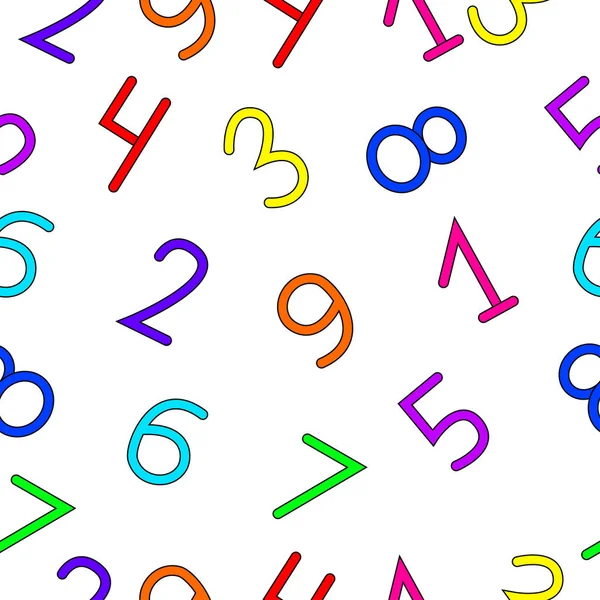 Modèle Sans Couture Pour Les Enfants Composé Nombres Multicolores — Image vectorielle