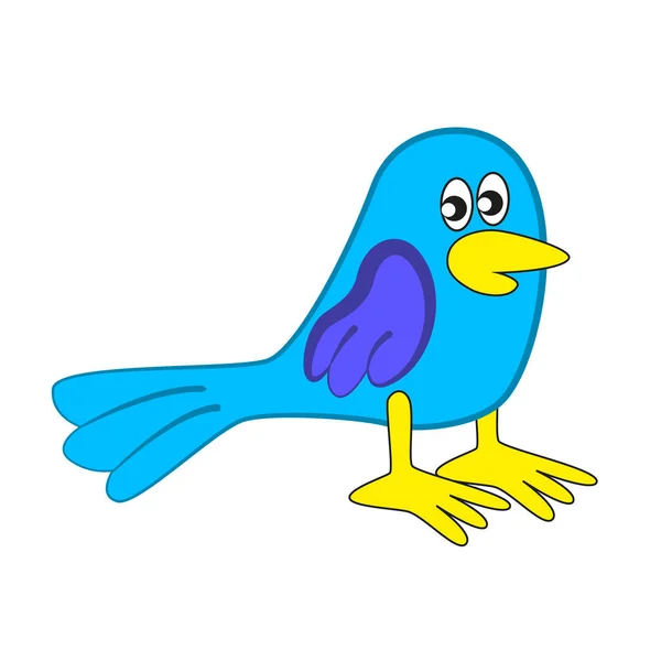Divertido Pájaro Color Azul Con Cola Larga Aislado Por Fondo — Vector de stock