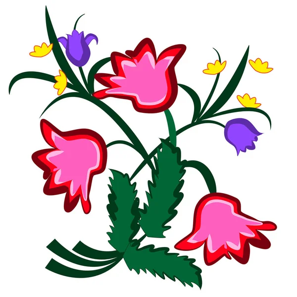 Красиві Барвисті Квітучі Квіти Ізольовані Білому Тлі — стоковий вектор