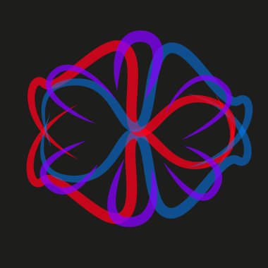 Siyah arka plan basit soyut renkli şeffaf şekil izole.