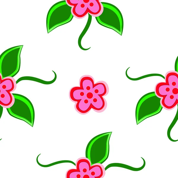 Beyaz Bir Arka Plan Üzerinde Izole Çiçek Açan Çiçeklerin Seamless — Stok Vektör