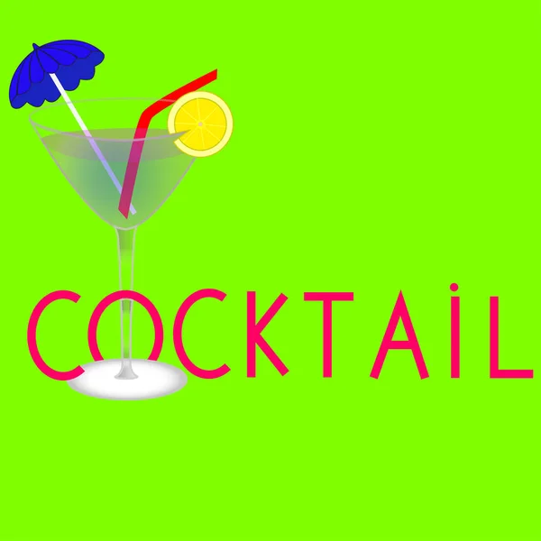 Cocktail mit Sonnenschirm und Zitrone. — Stockvektor