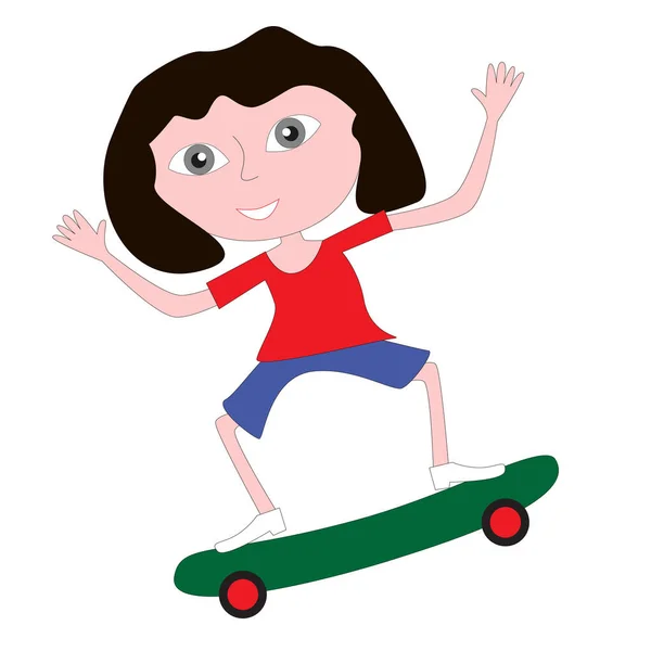 Menina montando em um skate . — Vetor de Stock