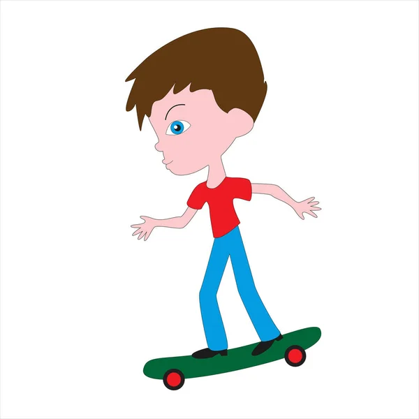 Ten kluk jede na skateboardu. — Stockový vektor