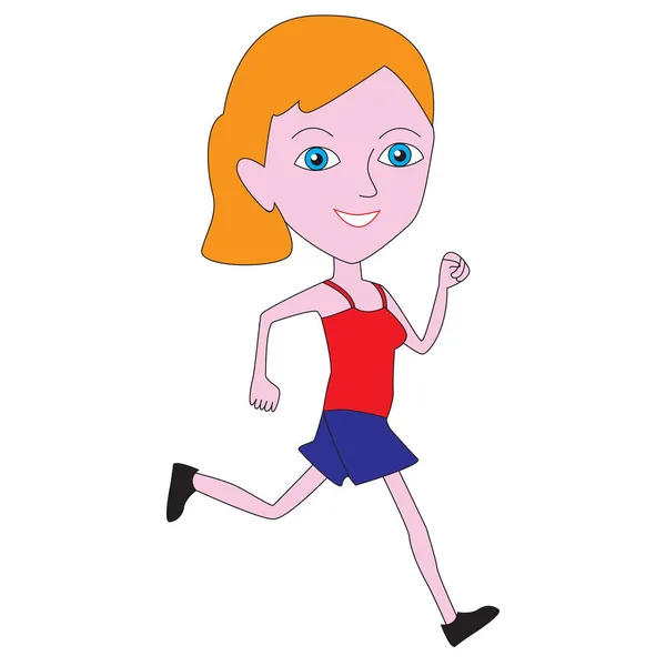 Teen κορίτσι κάνει μια τρέξιμο. — Διανυσματικό Αρχείο