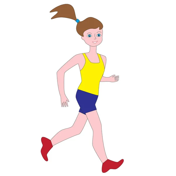 Běží mladá dívka. — Stockový vektor