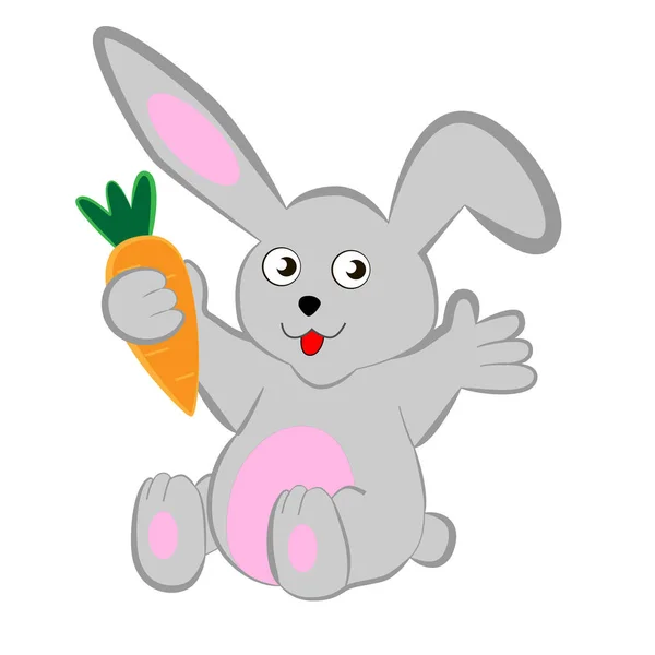 Карикатурный кролик с морковкой . — стоковый вектор