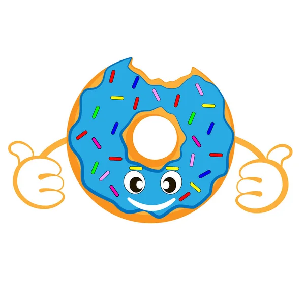 Sorrindo Caricatura Donut Isolado Fundo Branco — Vetor de Stock