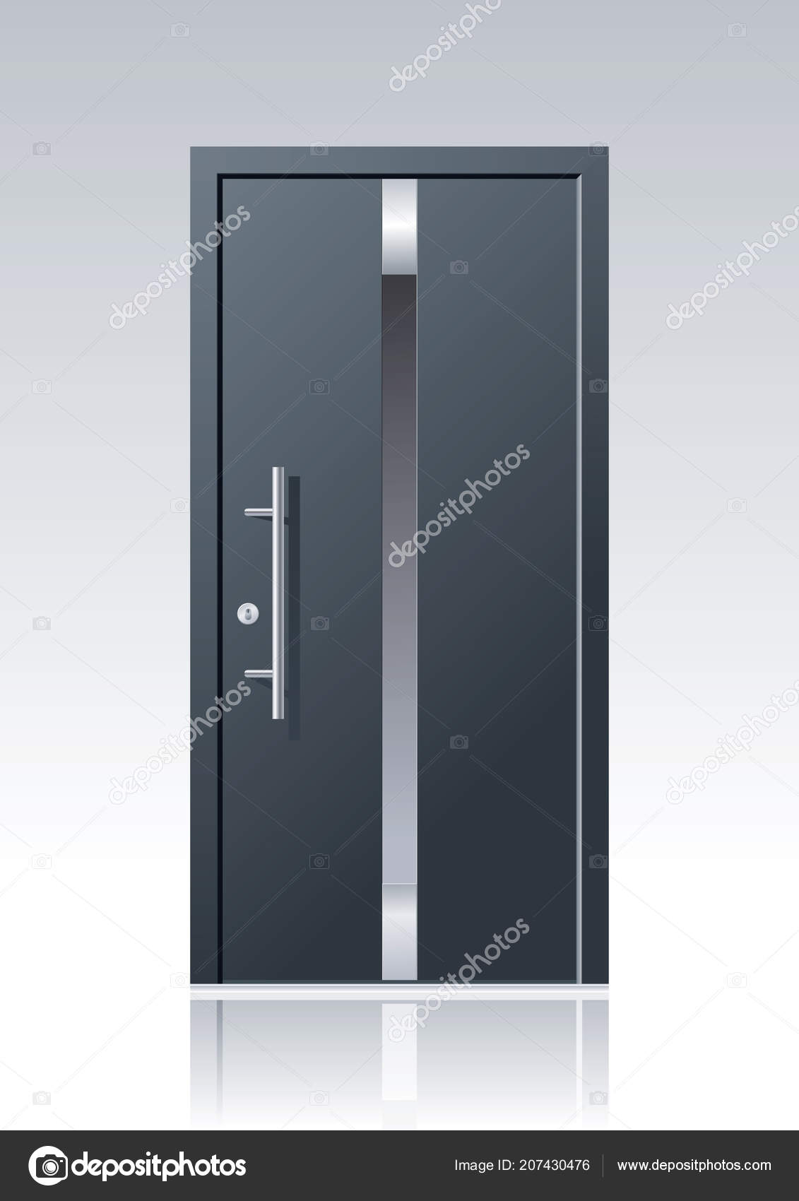 Trendy Dark Grey Vector Front Door Glass Windows Steel S Trendy Dark Grey Vector Front Door Glass Windows Steel S Stock