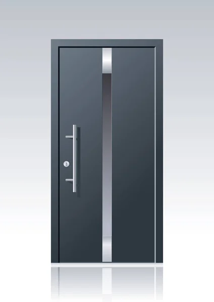 Trendy Dark Grey Vector Front Door Glass Windows Steel Applications — Stock Vector