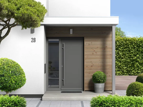 Modern Bungalov Entrnne Render Ile Açık Dir — Stok fotoğraf