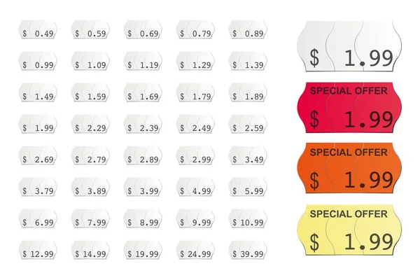 Adhésif Américain Vecteur Prix Étiquettes Isolé Sur Fond Blanc Icluding — Image vectorielle