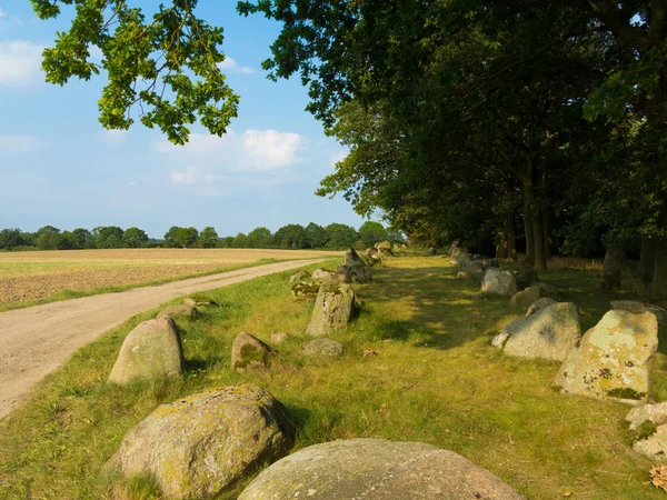 Paisaje Agrícola Rural Con Tumba Megalítica Arqueológicamente Interesante Norte Alemania —  Fotos de Stock