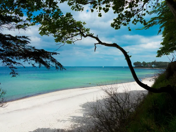 Vista Desde Costa Con Vistas Playa Mar Báltico Estuario Kiel — Foto de Stock