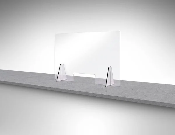 Візуалізація Акрилової Скляної Панелі Захисту Від Вірусів Корона — стокове фото