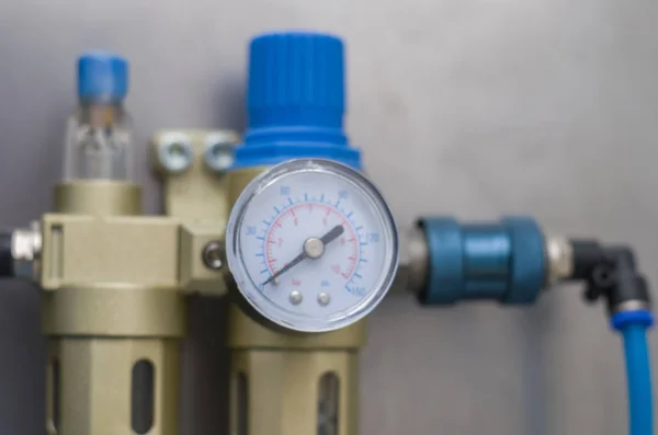 Equipment Washing Compressed Air Air Gauge Foreground Pressure Measuring Equipment — Stock Photo, Image