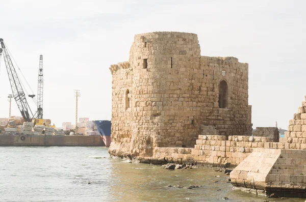 Castillo Del Mar Sidón Líbano Castillo Histórico Construido Por Los — Foto de Stock