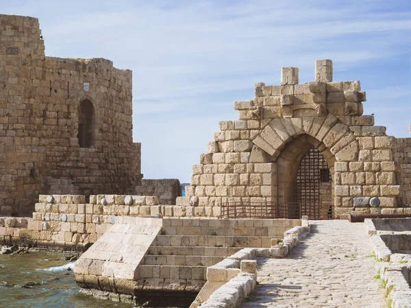 Castillo Del Mar Sidón Líbano Castillo Histórico Construido Por Los — Foto de Stock