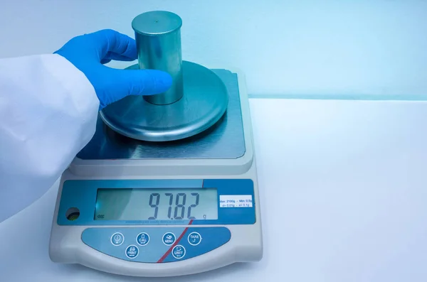 Great Concept Research Development Hand Measuring Density Liquid Pycnometer — Stock Photo, Image