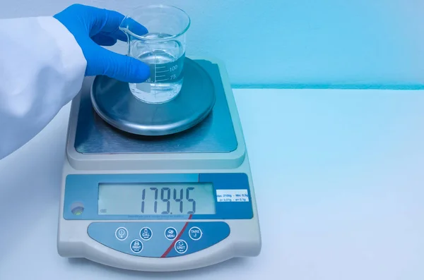 Great Concept Research Development Hand Weighing Chemicals Precision Scale — Stock Photo, Image