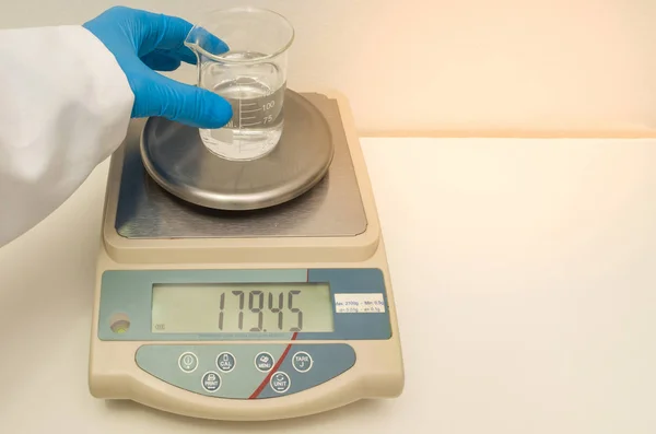 Great Concept Research Development Hand Weighing Chemicals Precision Scale — Stock Photo, Image