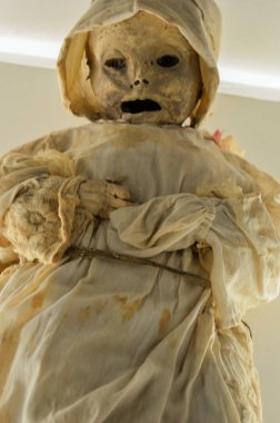 GUANAJUATO, MEXICO - May 06, 2013: El Museo De Las Momias, mummies of Guanajuato, buried in 1833 due to a cholera epidemic, a natural mummification. clipart