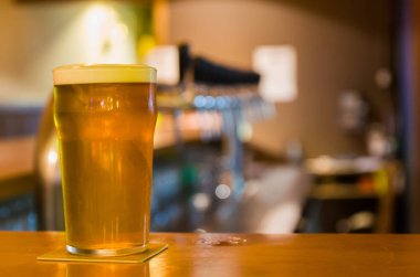 Cam bardak bira üstüne bira bar sayacı, brewpub, craftbeer.