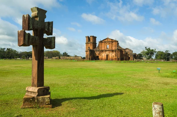 Parte Del Sitio Unesco Misiones Jesuitas Los Guaraníes Iglesia Ruinas — Foto de Stock