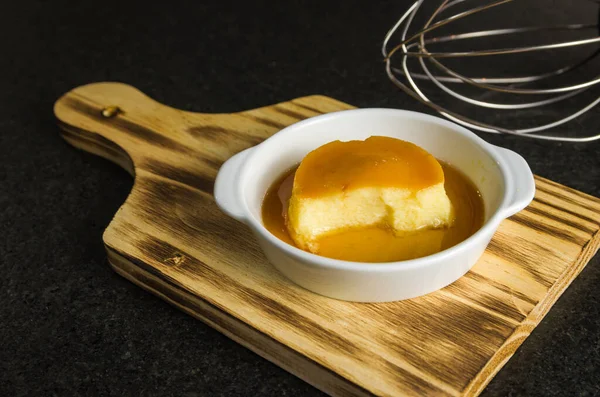 Traditional Brazilian Dessert Milk Pudding Dark Background — Stock Photo, Image