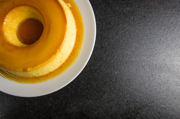 Traditional Brazilian Dessert Milk Pudding Dark Background — Stock Photo, Image