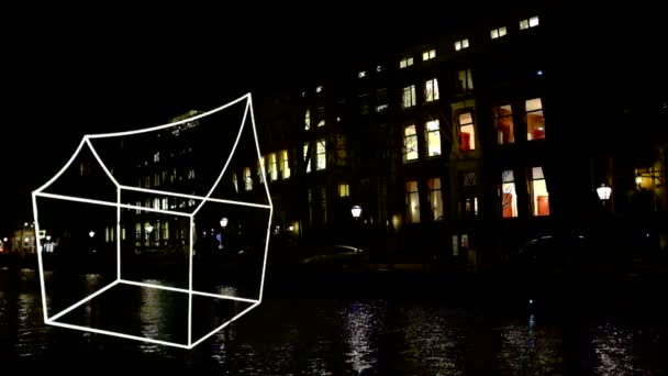 阿姆斯特丹 2018年1月5日艺术对象在阿姆斯特丹轻的节日在阿姆斯特丹荷兰在日落 — 图库视频影像
