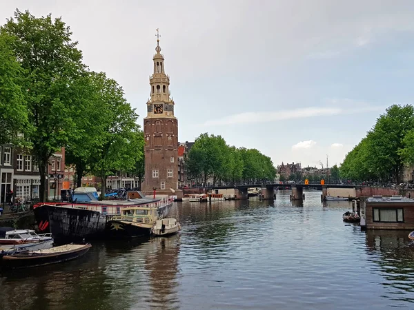 Hollanda Amsterdam Dan Montelbaan Kulesiyle Şehir Manzarası — Stok fotoğraf