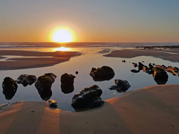 Rochers Naturels Dans Eau Océan Atlantique Coucher Soleil — Photo