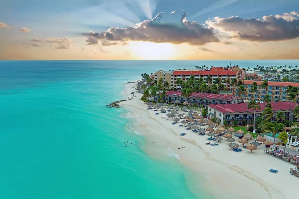 Luchtfoto Van Manchebo Beach Aruba Island Het Caribisch Gebied Bij — Stockfoto