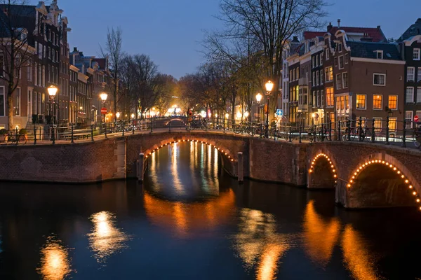 Città Panoramica Amsterdam Nei Paesi Bassi Tramonto — Foto Stock
