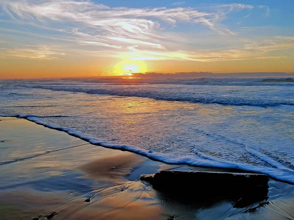 Schöner Sonnenuntergang Strand Von Vale Figueiras Portugal — Stockfoto