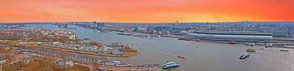 Havadan Görünümü Panorama Liman Şehir Amsterdam Hollanda — Stok fotoğraf