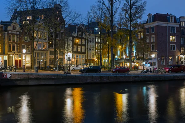 Staden Natursköna Från Amsterdam Nederländerna Vid Solnedgången — Stockfoto