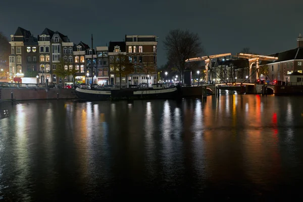 Cidade Cênica Amsterdã Nos Países Baixos Pôr Sol — Fotografia de Stock