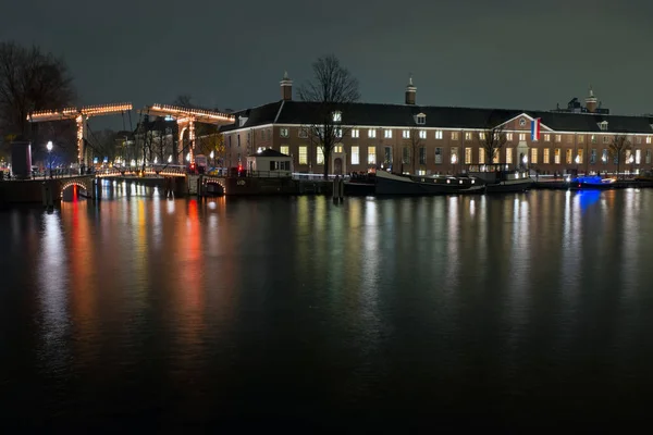 Bybilde Fra Amsterdam Nederland Ved Solnedgang – stockfoto