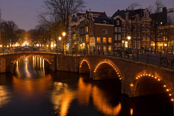 Stadsgezicht Uit Amsterdam Nederland Bij Zonsondergang — Stockfoto