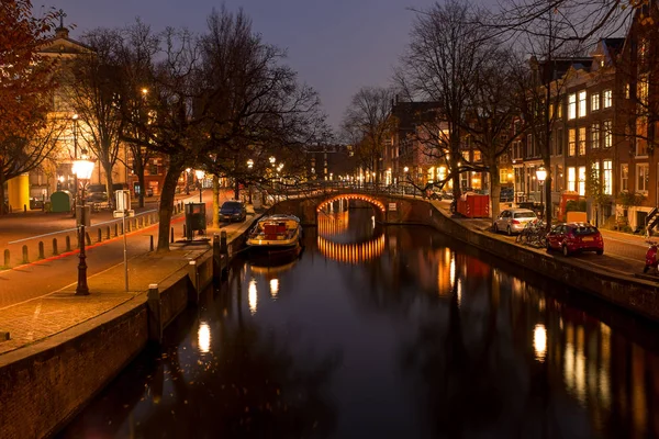 Město Malebné Amsterdamu Nizozemsku Při Západu Slunce — Stock fotografie