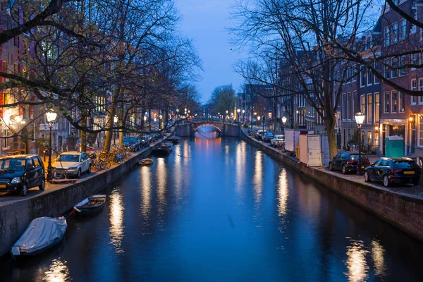 Ciudad Escénica Amsterdam Los Países Bajos Atardecer — Foto de Stock