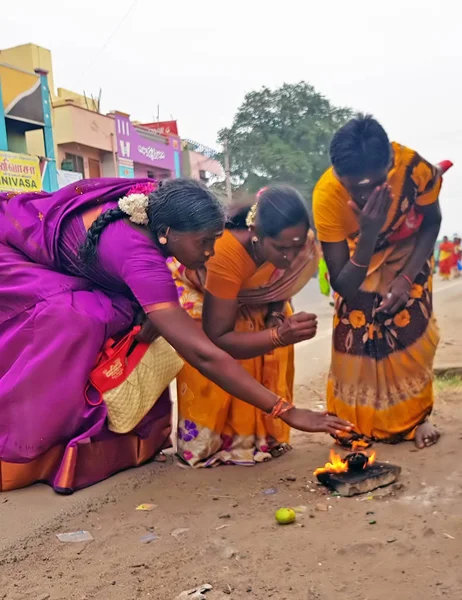 Tiruvanamalai India Desember 2018 Vishnu Dagen Feiring Gatene Tiruvanamalai Tamil – stockfoto