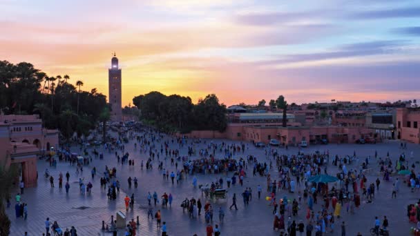 Djerma Fnaa Aquare Marakesh Marrocos Pôr Sol — Vídeo de Stock