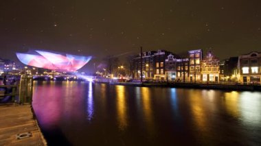 Gece Hollanda'nın Amsterdam ışık Festivali