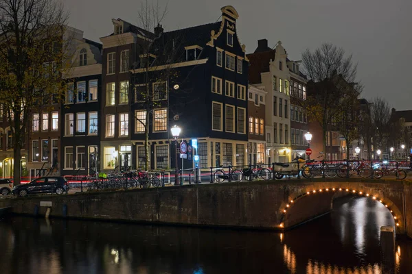 Stadsgezicht Uit Amsterdam Nederland Nachts — Stockfoto